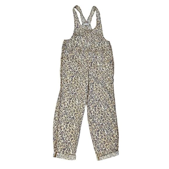 Urban Outfitters Camille Cotton Printed Overalls Leopard Print Streetwear Sz SP - Picture 2 of 10